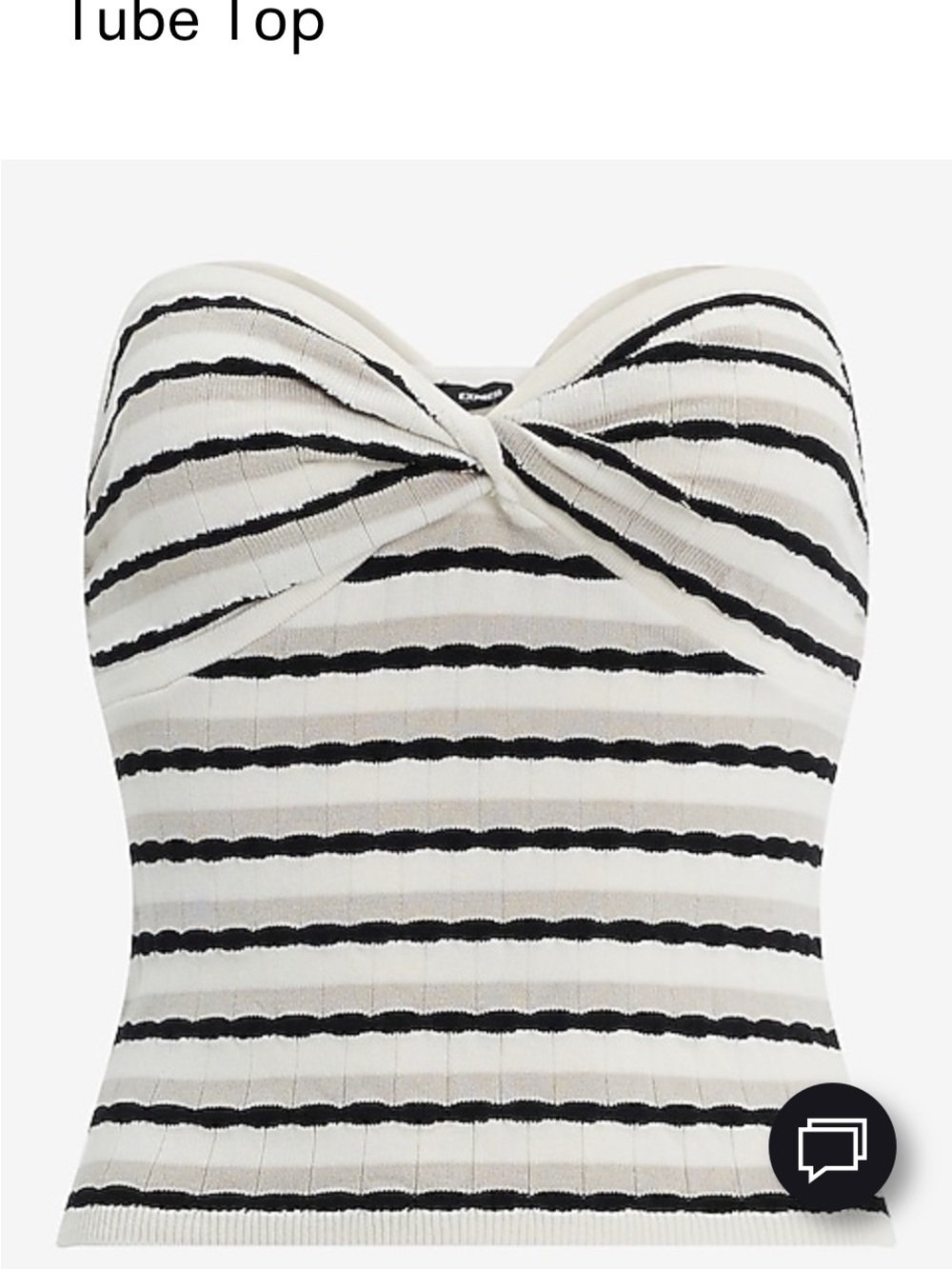 Striped Twist Sweater Tube Top — Black & White - Picture 5 of 5